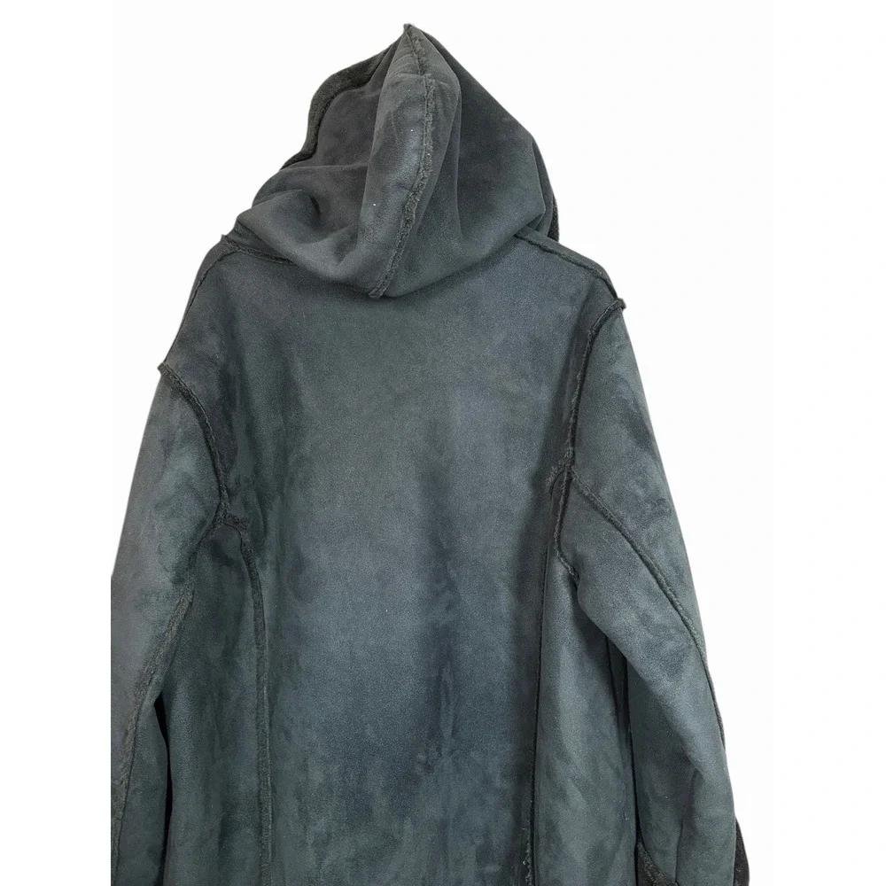 VTG Witch Winter Mystical Boho Penny Lane Coat XL Vegan Suede Long Hooded Jacket